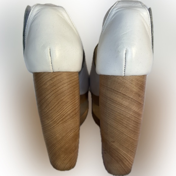 White Leather platform wedges - Picture 4 of 10